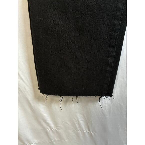 Nic+Zoe NEW Premium Black Denim Mid Rise Straight Jeans 32 x 28 Neutral Frayed - Picture 9 of 12